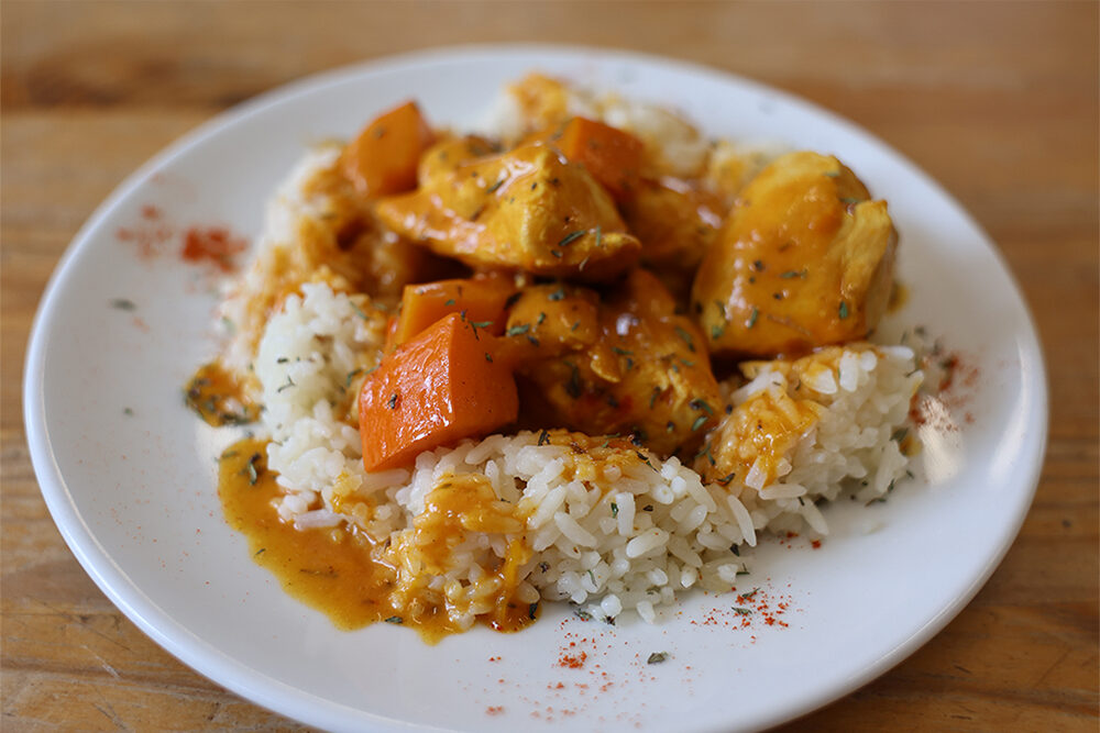 Kürbis Curry mit Hähnchen von Vorwerk Podemus
